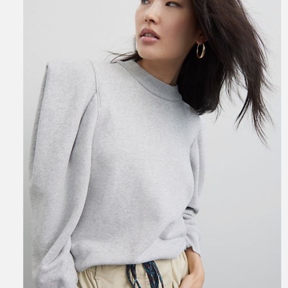 Agolde Anika Gray Geometric Folded Shoulder Pullover Sweatshirt USA Size S - Picture 1 of 10